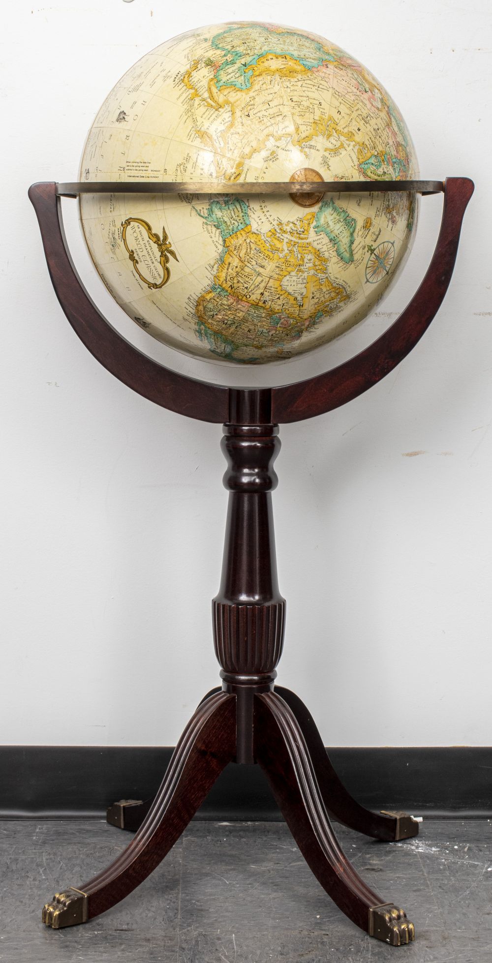 REPLOGLE FLOOR GLOBE ON MAHOGANY