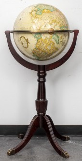 REPLOGLE FLOOR GLOBE ON MAHOGA