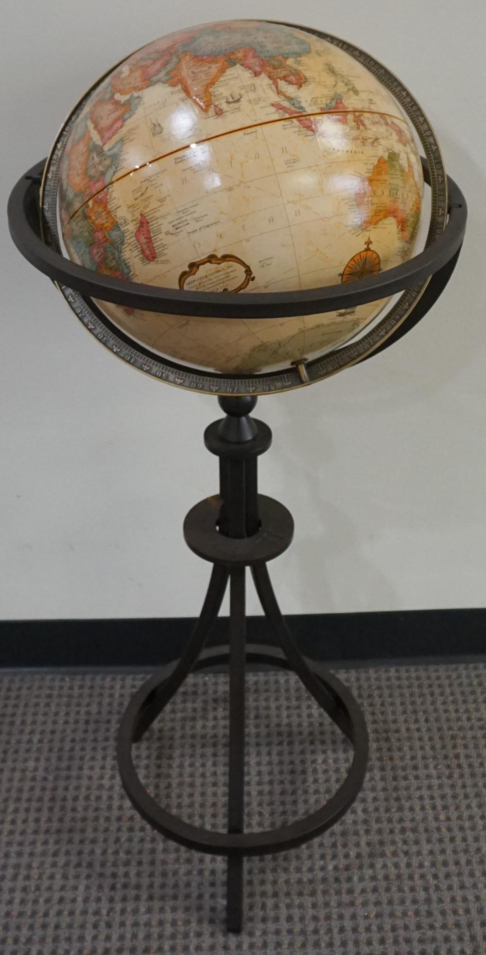 REPLOGLE GLOBE ON METAL STAND, H: