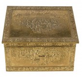 REPOUSSE BRASS-CLAD WOODEN BOX