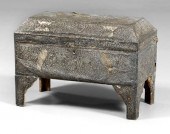 Repousse coffer, carved wood b