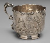 Repoussé Coin Silver Mug Ameri