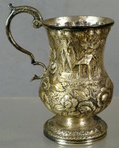 Repousse coin silver mug by Sa