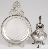 REPOUSSE SILVER CREAMER AND PO