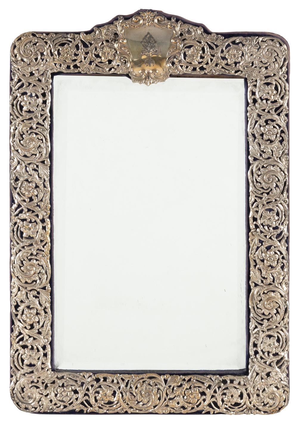 REPOUSSÉ SILVER TABLETOP MIRROR