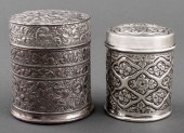 REPOUSSE SILVER TEA CADDIES, 2