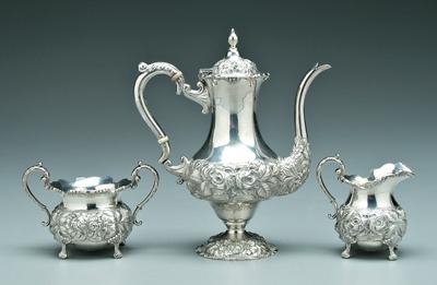 Repoussé sterling coffee service,