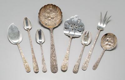 Repousse sterling flatware: 33