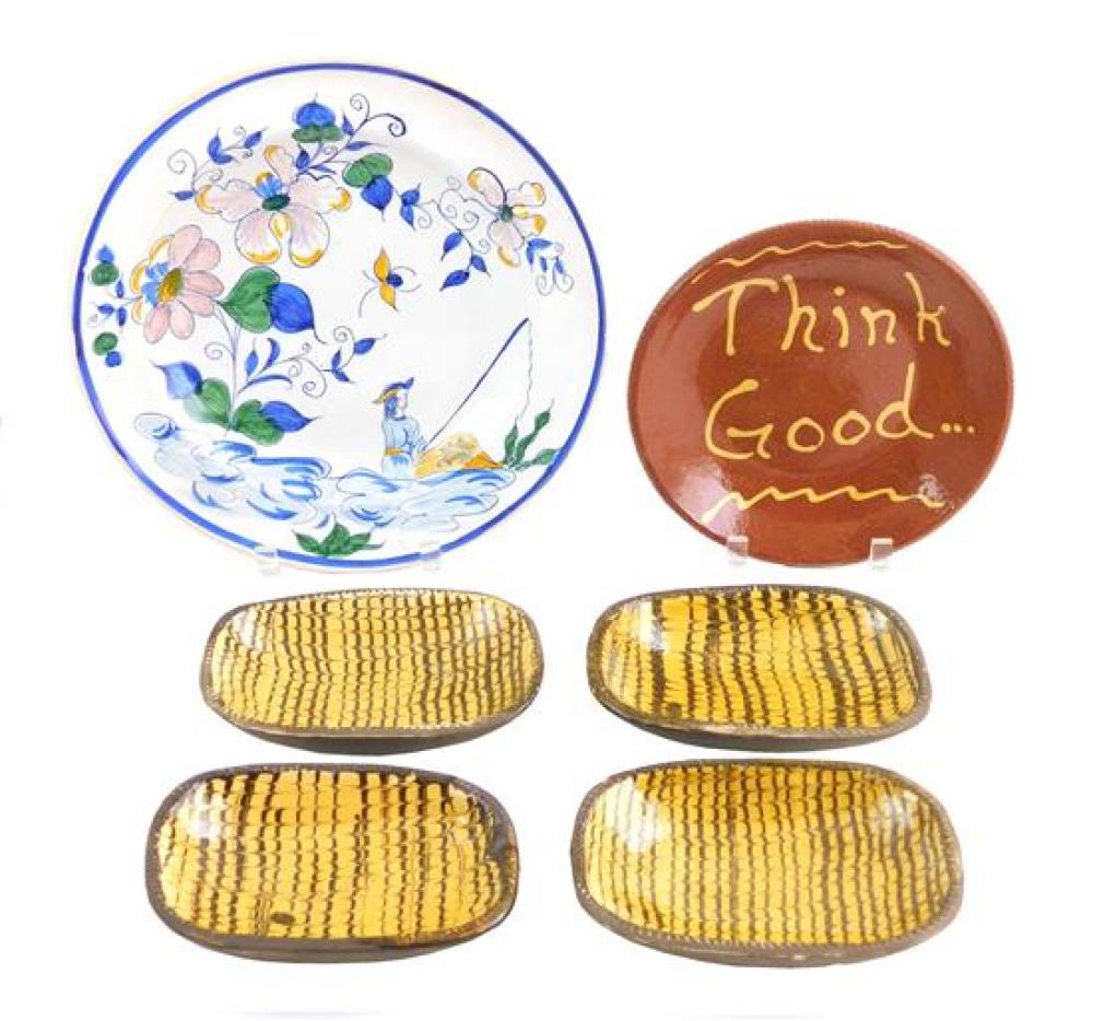 REPRODUCTION POTTERY, SIX PIECES