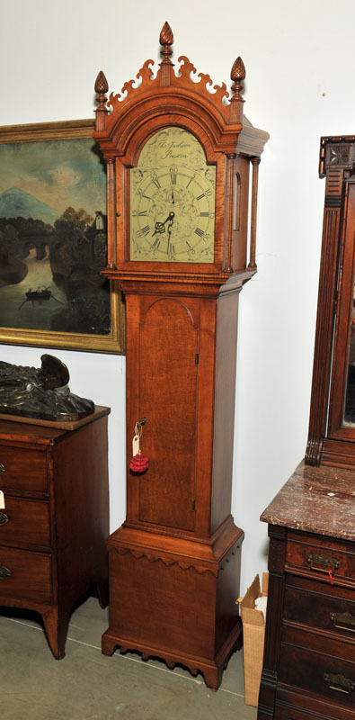 REPRODUCTION TALL CASE CLOCK.