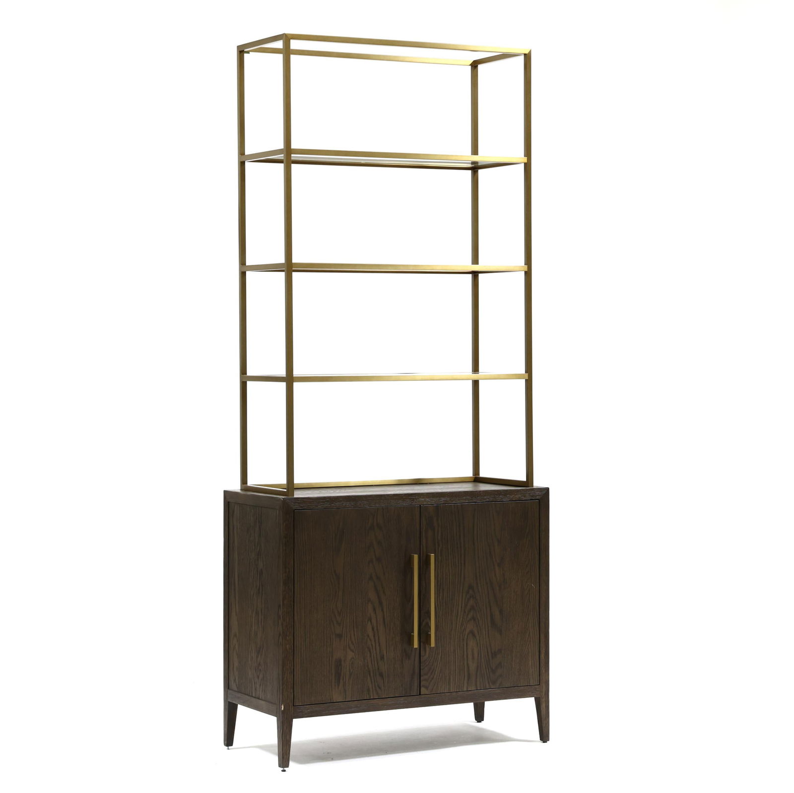 RESTORATION HARDWARE, OAK AND BRASS