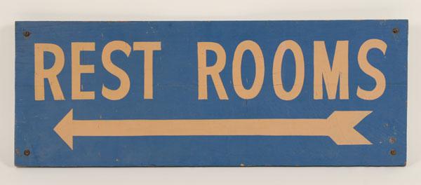 Restroom/Rest Room wooden sign from