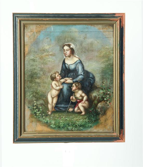 RETABLO.  Oil on panel  initialed