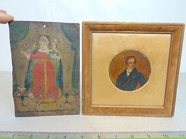 RETABLO PAINTINGS, PORTRAIT MAN &