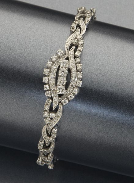 Retro 14K gold and diamond bracelet
