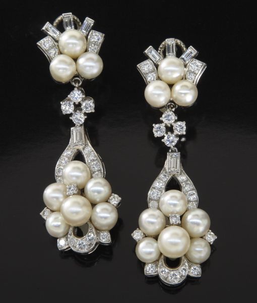 Retro 14K gold diamond and pearl