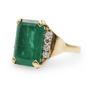 RETRO 14K GOLD LARGE EMERALD R