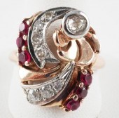 RETRO 14K ROSE GOLD RUBY DIAMO