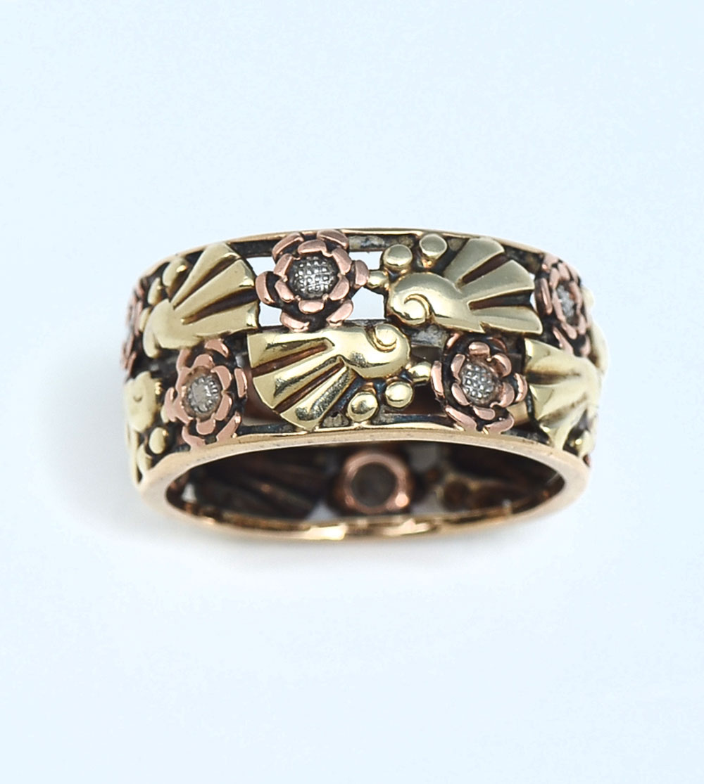 RETRO 14K TRI TONE GOLD BAND: