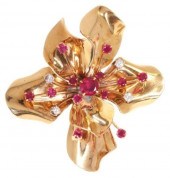 RETRO 14KT GOLD RUBY & DIAMOND