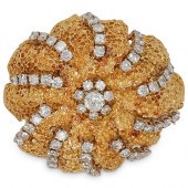RETRO 18K DIAMOND FLORAL BROOC