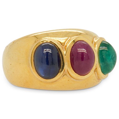 RETRO 18K EMERALD, SAPPHIRE &