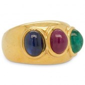 RETRO 18K EMERALD, SAPPHIRE &