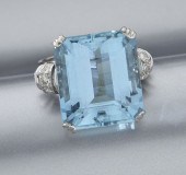 Retro 18K gold aquamarine and
