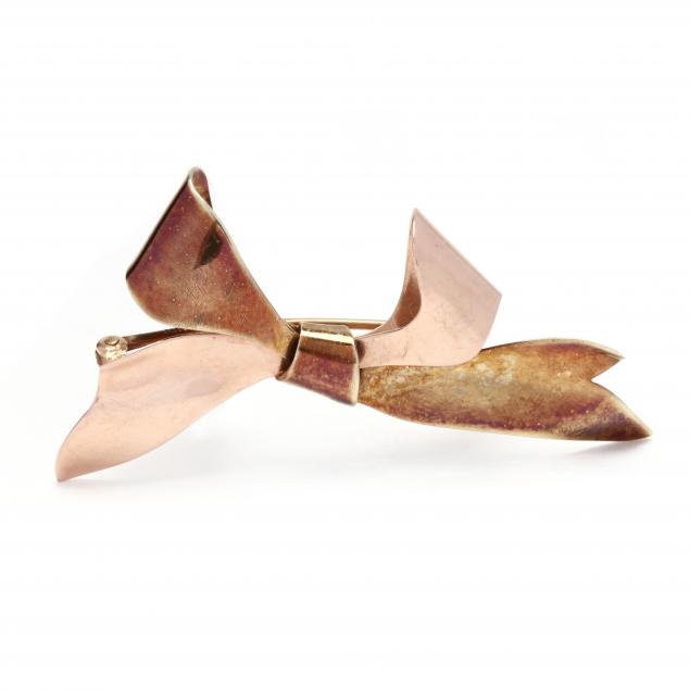 RETRO BI-COLOR GOLD BOW BROOCH