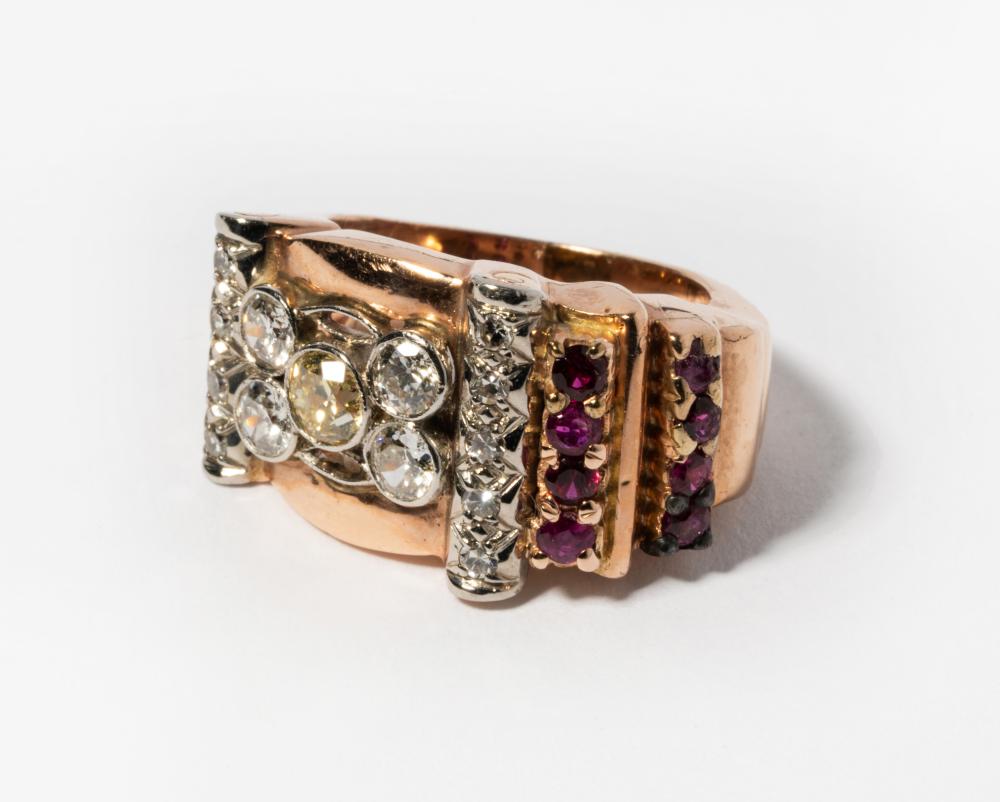 RETRO ERA 14 KARAT ROSE GOLD RUBY &