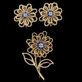 Retro Flower Pin with Matching