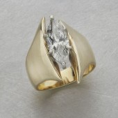 Retro marquise cut 14K gold an