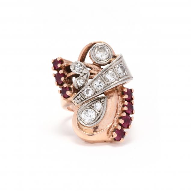 RETRO ROSE GOLD AND GEM-SET RING In