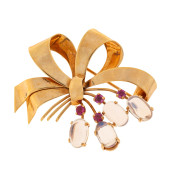 RETRO RUBY, MOONSTONE, 14K PIN