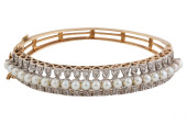 RETRO STYLE 14K GOLD PEARL DIA