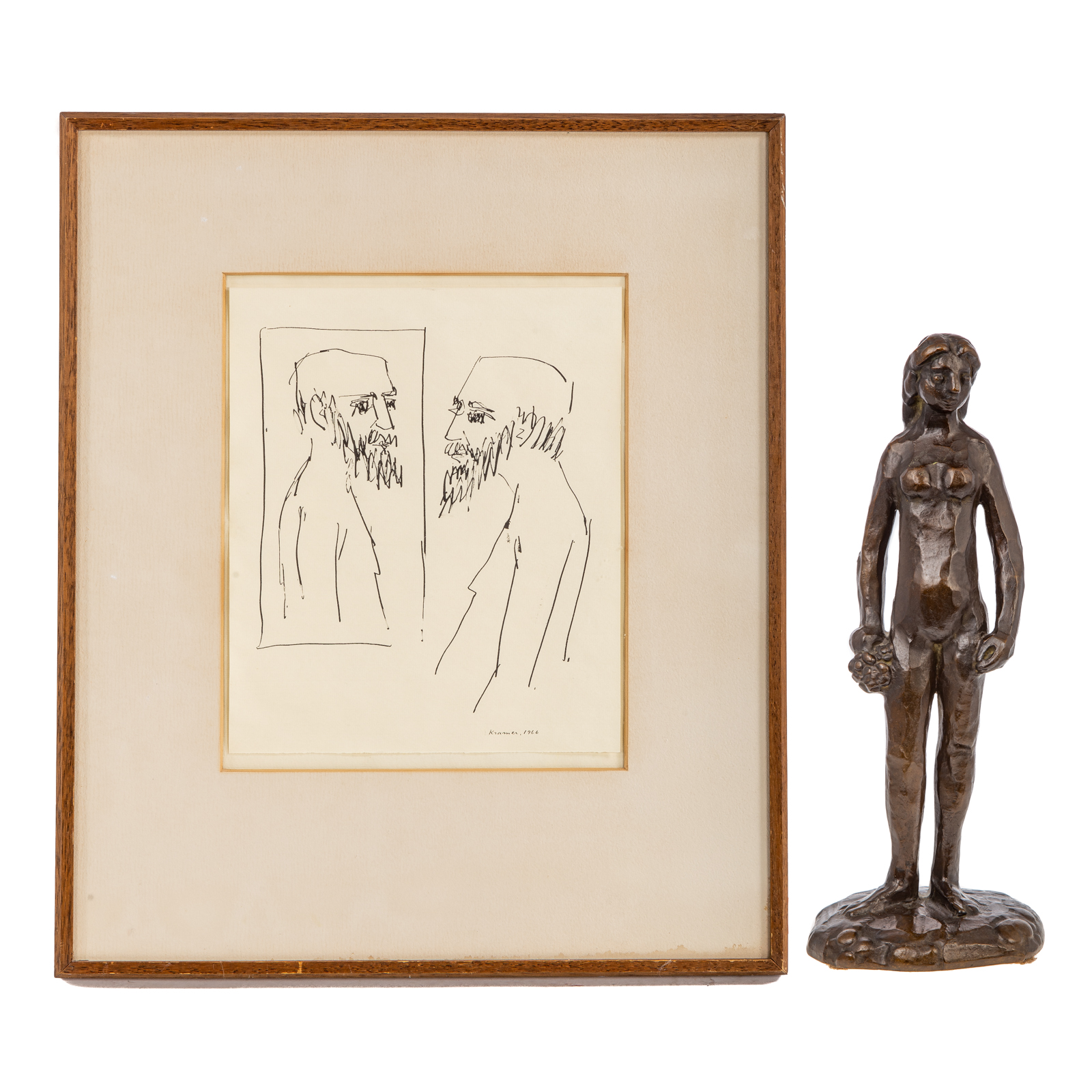 REUBEN KRAMER. TWO WORKS, BRONZE