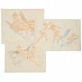REUBEN NAKIAN, (3) WATERCOLOR