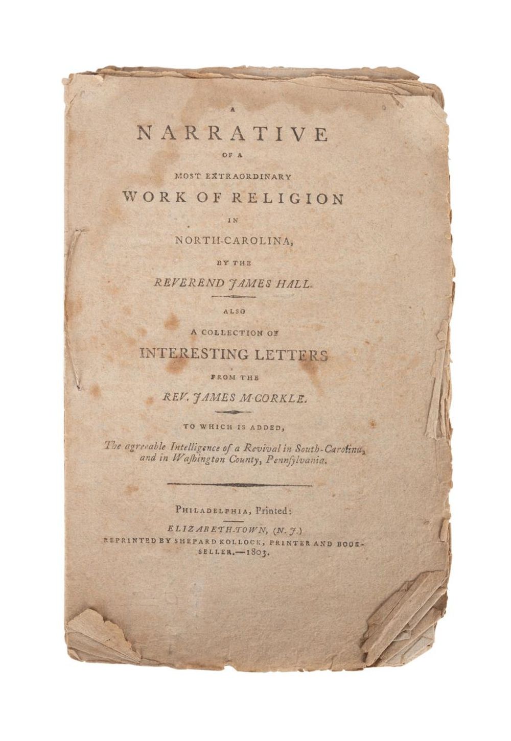 REV. JAMES HALL, NARRATIVE OF A