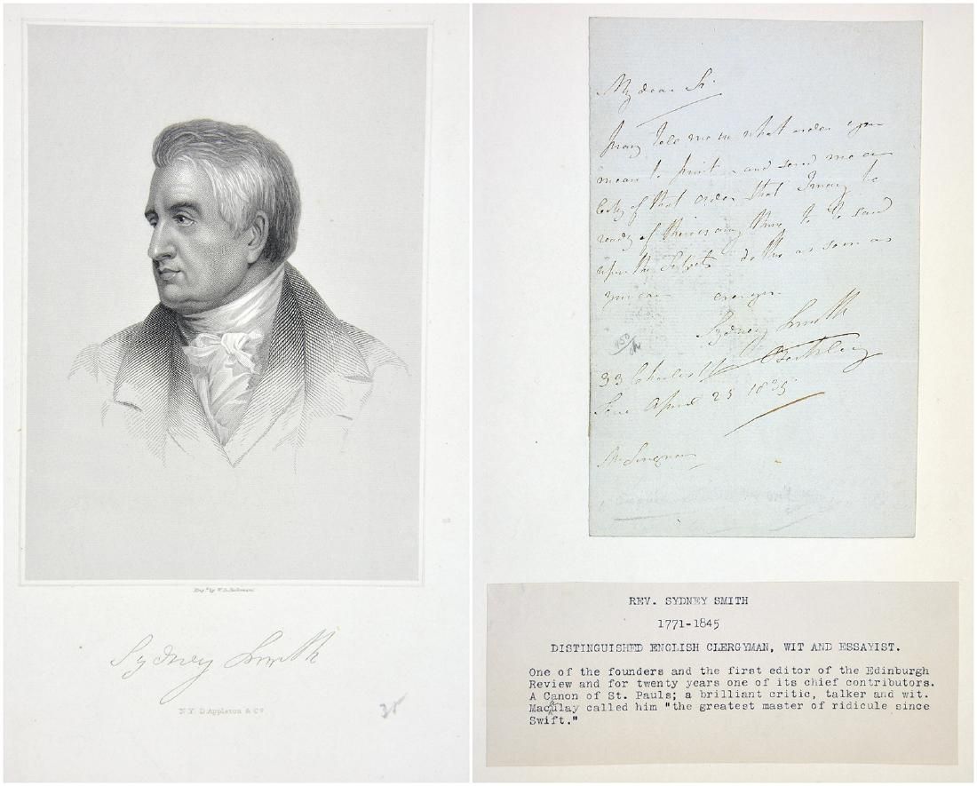 REV. SYDNEY SMITH, HANDWRITTEN