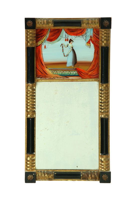 REVERSE GLASS PAINTED MIRROR. 