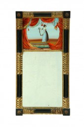 REVERSE GLASS PAINTED MIRROR.