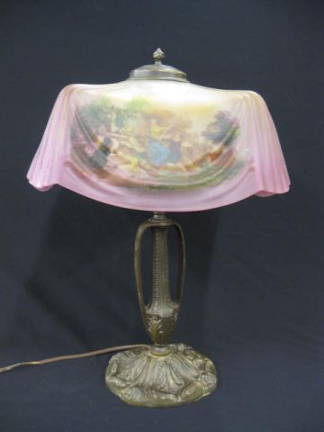 Reverse Painted Art Glass Lamp