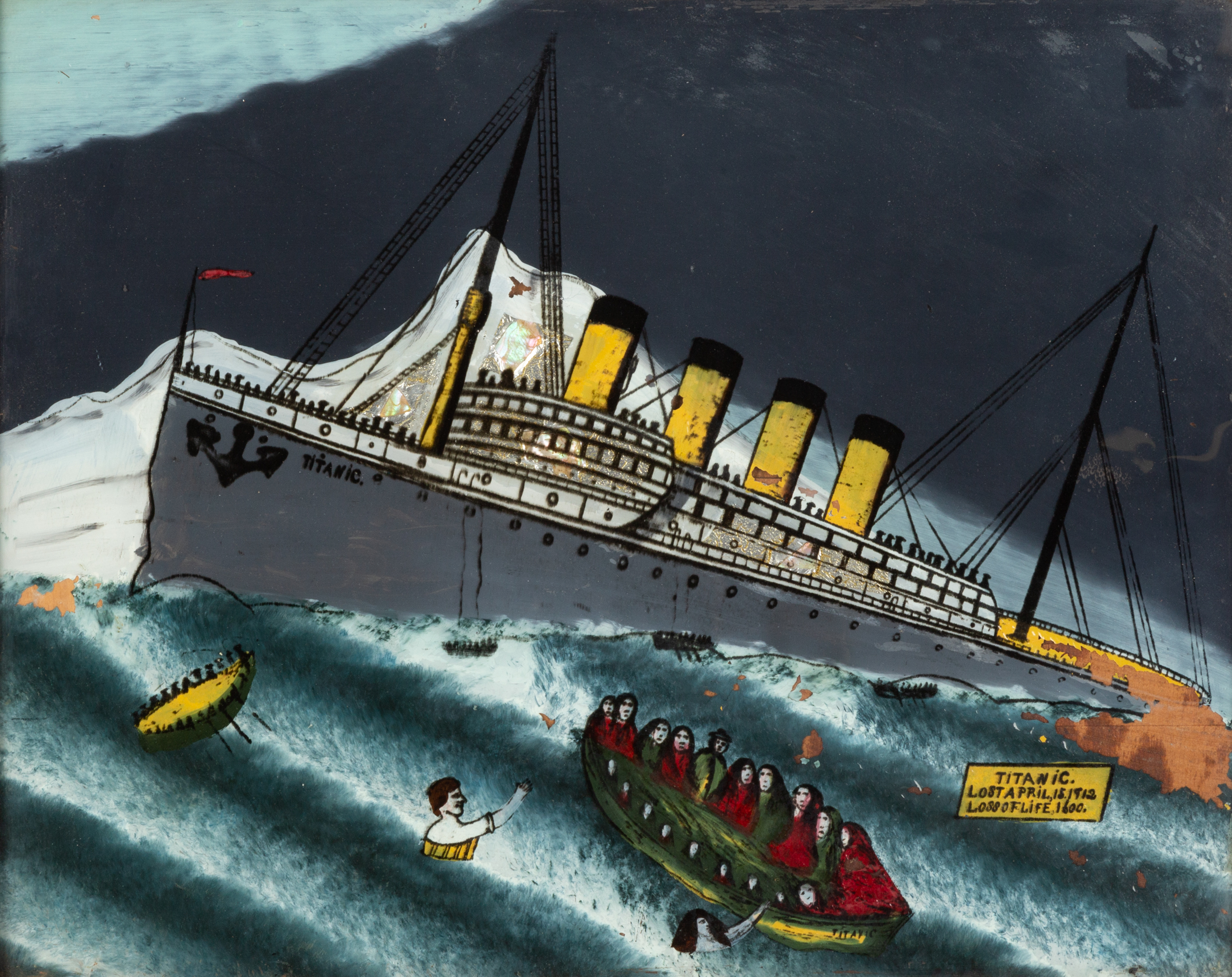 REVERSE PAINTED GLASS PAINTING OF
