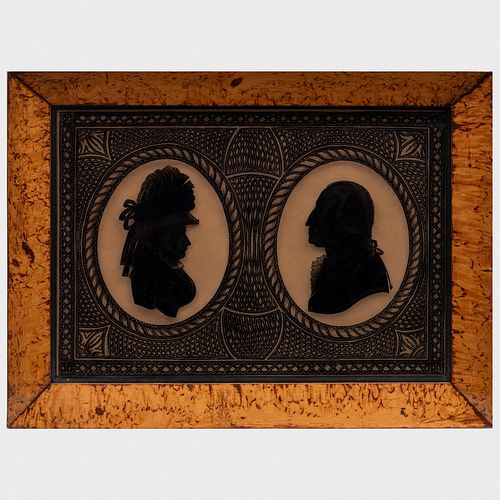 REVERSE PAINTED GLASS SILHOUETTE OF