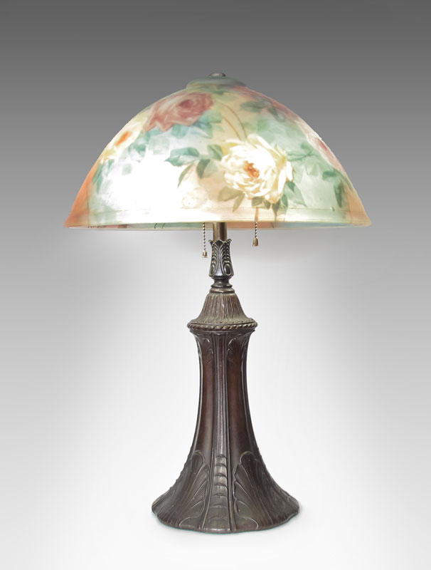 REVERSE PAINTED LAMP: Patinated