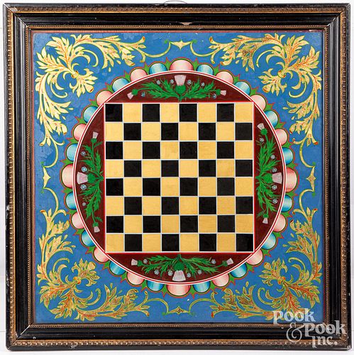 REVERSE PAINTED ON GLASS GAMEBOARD,