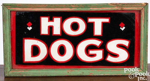REVERSE PAINTED ON GLASS HOT DOGS