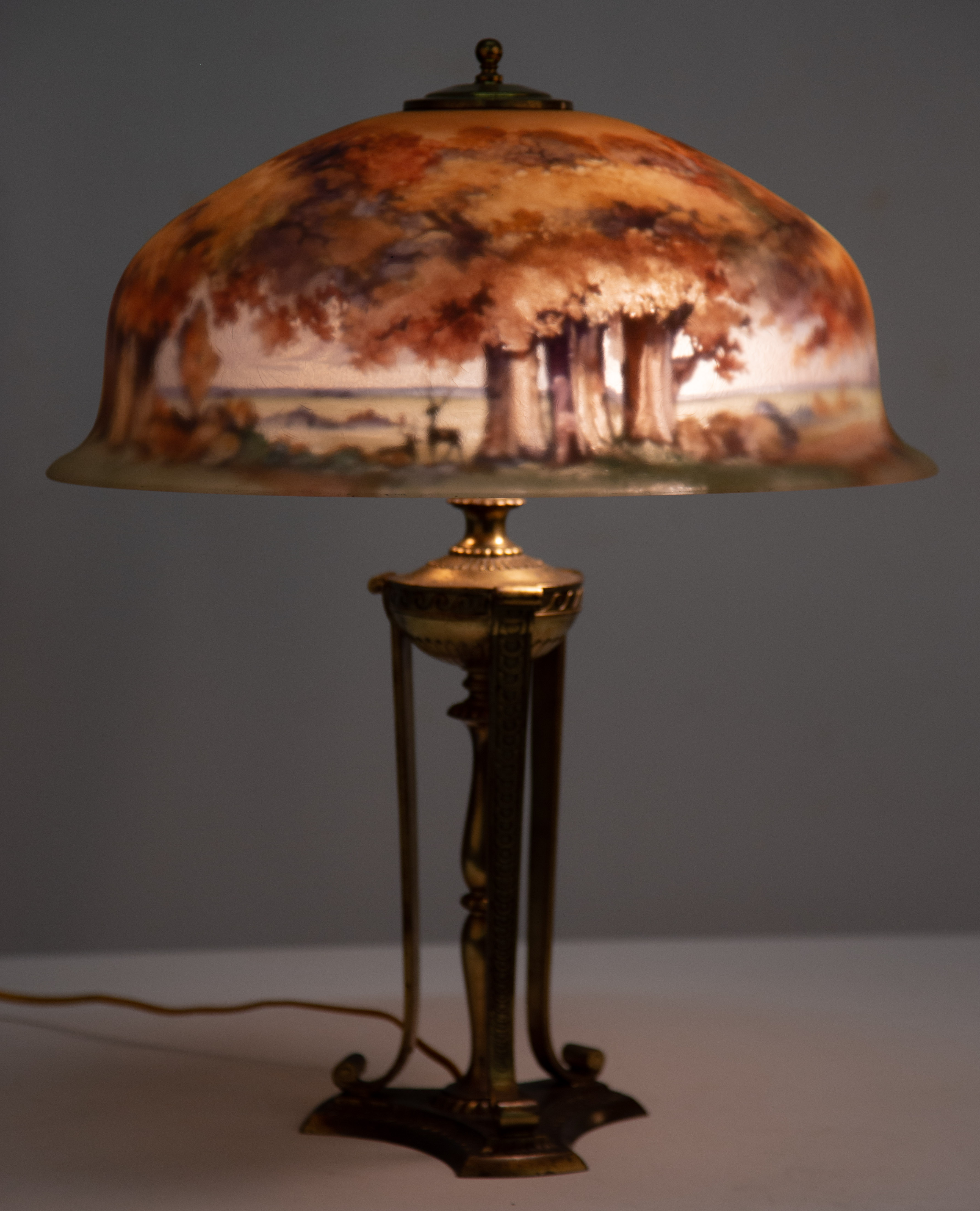 REVERSE PAINTED PAIRPOINT LAMP