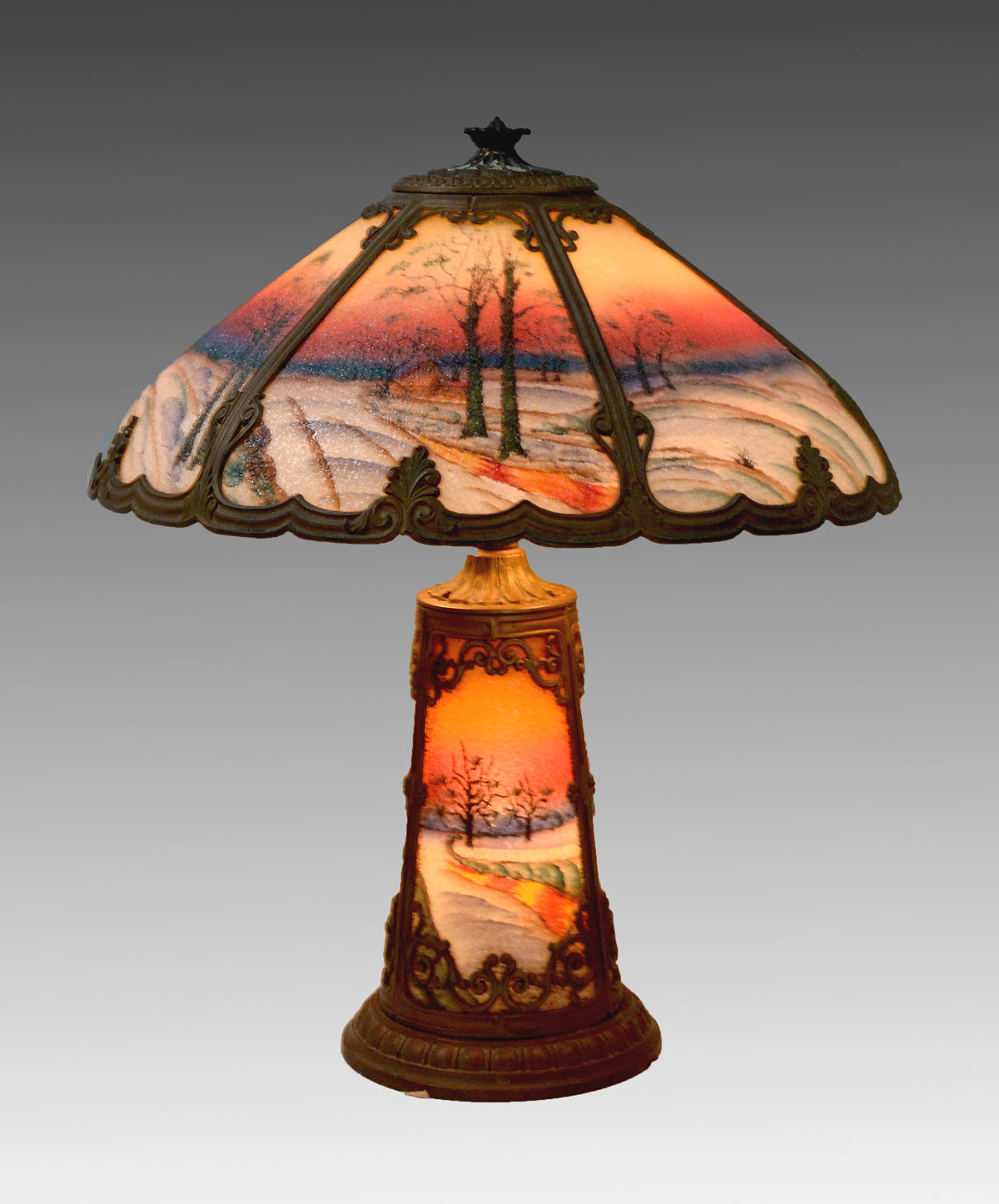 REVERSE PAINTED PITTSBURGH LAMP: