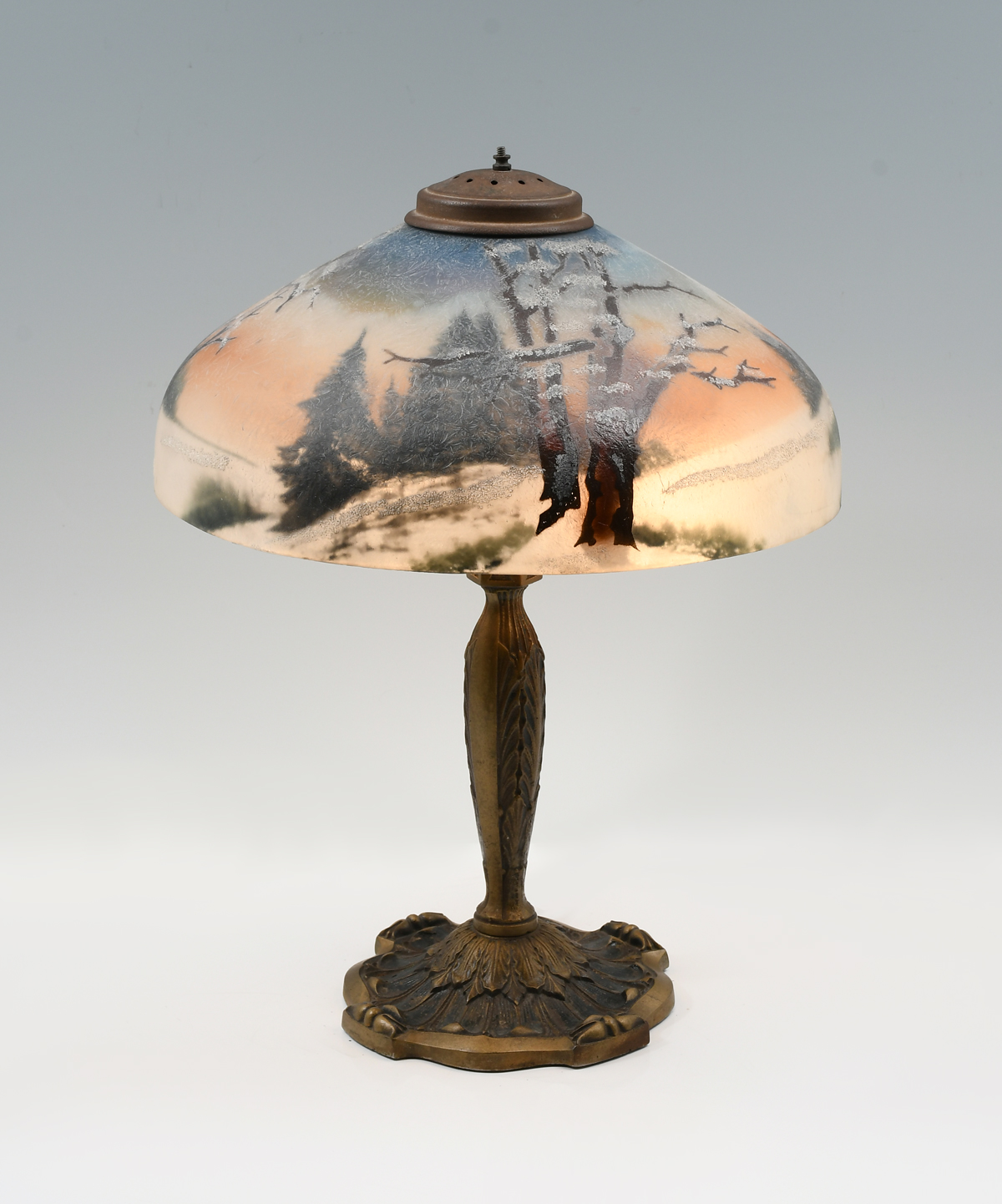 REVERSE-PAINTED PITTSBURGH LAMP: